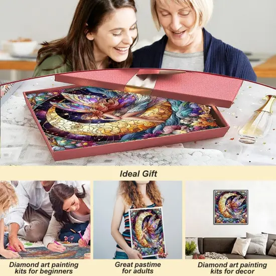 5D Colorful Angel Diamond Art Painting Kits for Adults,Moon,Flower Diamond Art, DIY Full Drill Genie Diamond Art Painting Set for Home Wall Decor Gifts {3}