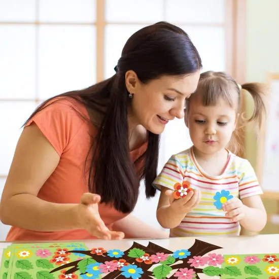 Spring Tree Activity Craft Kit, Make Your Spring Tree Hanging Ornaments, Springtime Flowers Leaves Trees DIY Party Decoration for Kids, Fun Activities Stickers Game for Home Classroom Preschool {5}