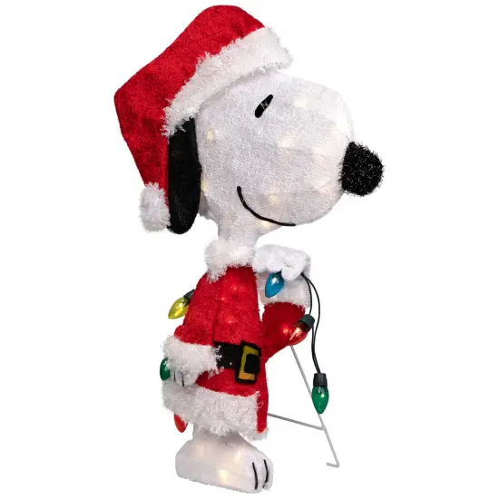 Northlight 24" Lighted Santa Snoopy with String Lights Outdoor Christmas Yard Decoration Red {6}