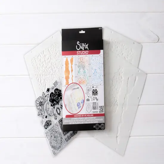Sizzix Clear stamp Set 14/Pkg W/ Stencils 3/PKg By Vic Von S-Ornate {4}