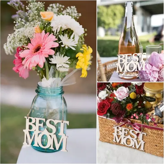 40Pcs Best MOM Unfinished Wood Crafts {4}