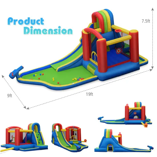 Costway Inflatable Kid Bounce House Slide Climbing Splash Pool Jumping Castle {3}