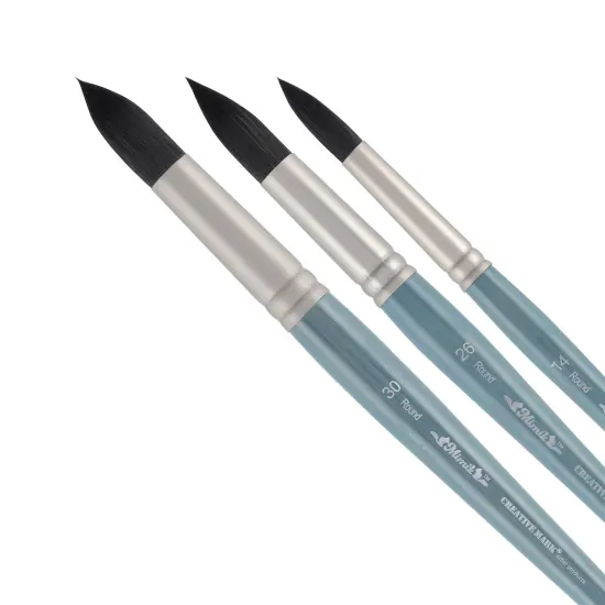 Creative Mark Mimik Professional Watercolor Brushes - XL Round Set of 3- Synthetic Squirrel Hair - Natural Bristle Artist Brushes for Watercolors, Gouache & Acrylics - Imitates Natural Squirrel and Sable Hair {1}
