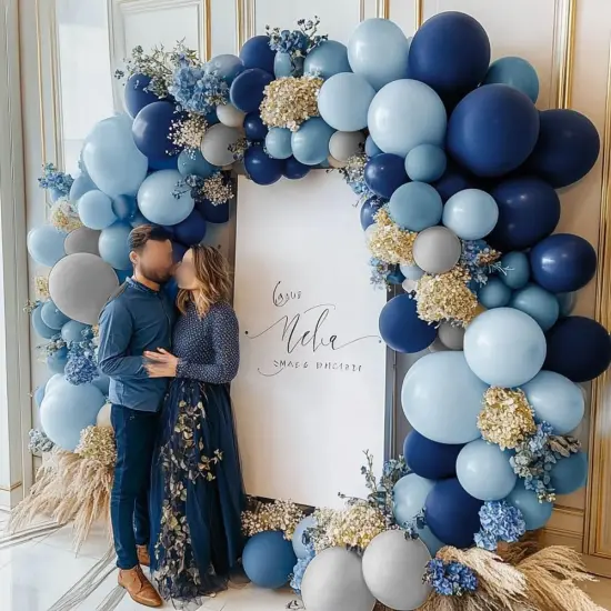 Navy Balloon Arch Kit - Double Stuffed Dusty Pastel Blue Garland Dark Light Blue Grey Latex Balloons for Baby Bridal Shower Birthday Wedding Graduation Party Decoration {5}