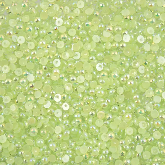 Crystal Lane DIY SS12(3mm) Plastic Pearl Flatback Rhinestones, 1850pcs Light Green AB {1}