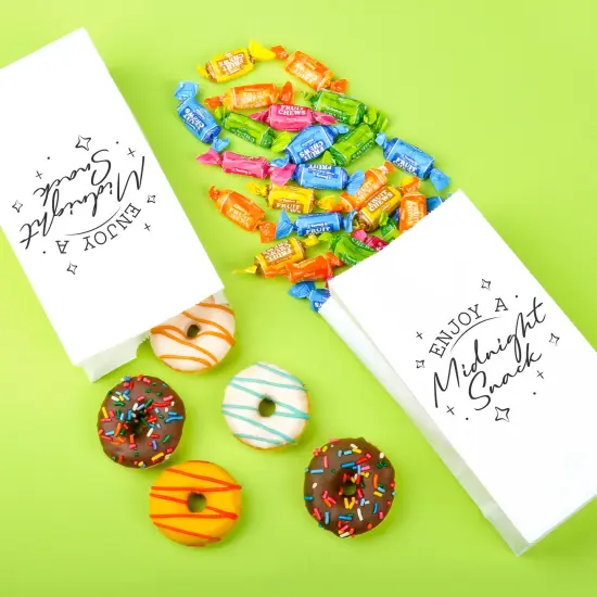 Big Dot of Happiness Midnight Snack Popcorn Bags, Late Night Wedding Party Favor Snack Treats, Free-Standing Individual White Paper Bags - 25 Count {3}