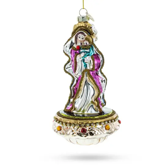 Nativity Scene Sacred Glass Christmas Ornament {1}