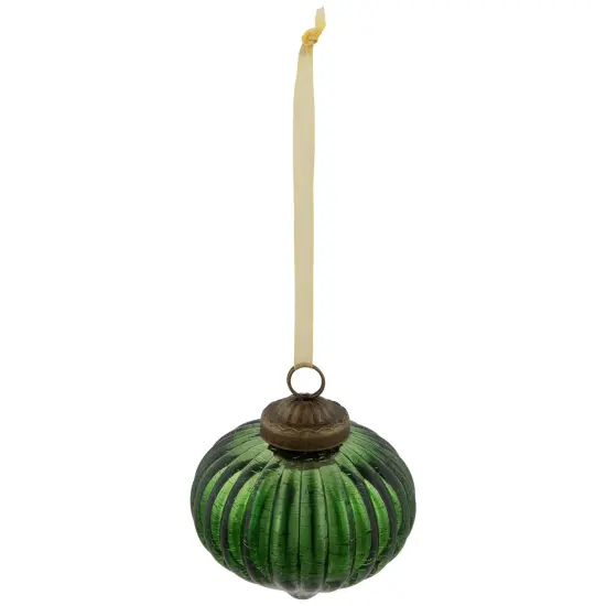 Northlight 3" Green Crackle Glass Onion Christmas Ornament {5}