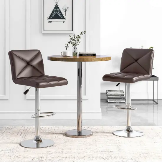Costway Modern Bar Stools Set of 2 PU Leather Upholstered Swivel Counter Stools with Back Black/Brown/White {11}