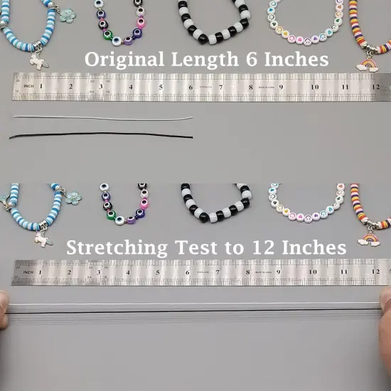 (2 Black+ 2 White) Stretchy String for Bracelets, 4 Rolls 1 mm {3}