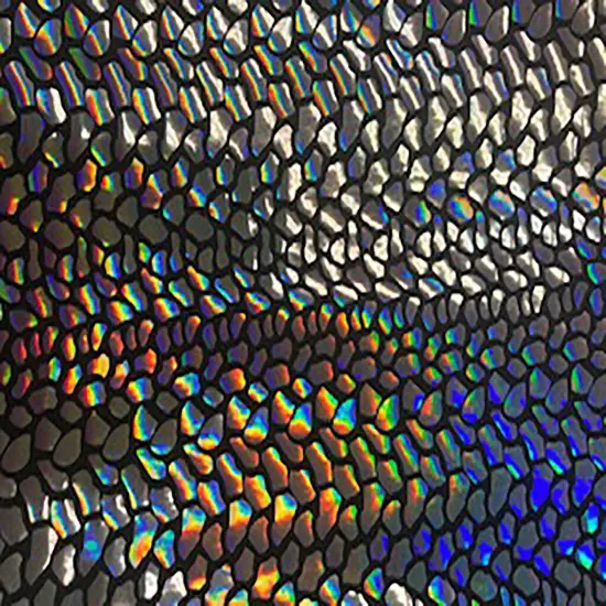 1 Yard Nylon Spandex Fabric with Cobra Hologram Glued Sequin 58/60 Inch Width White Silver {4}