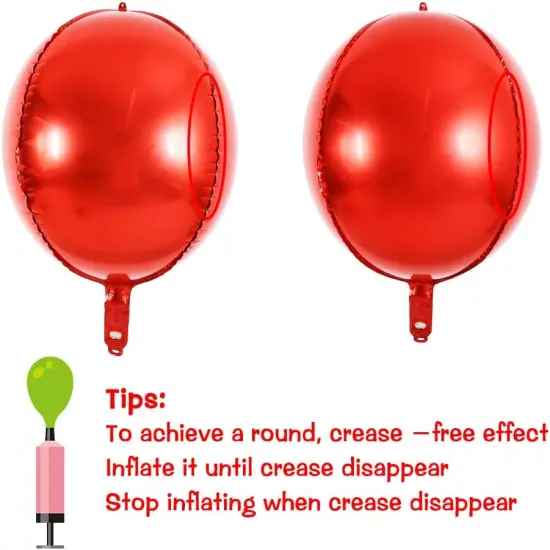 10pcs 15 Inch Red 4D Balloons Foil Mylar 4D Round Balloons for Baby Shower, Gender Reveal, Wedding, Birthday or Engagement Party Decoration {3}