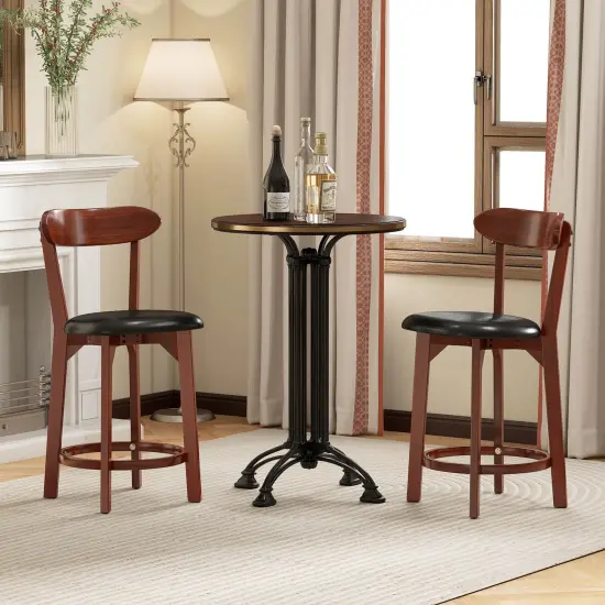 Costway 23.5" Bar Stool Set of 2/4 with Curved Backrest & Footrest Counter Height Stools {6}