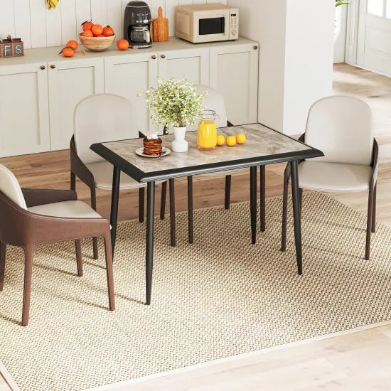 Costway 44" Rectangular Kitchen Table with Metal Frame Faux Marble Tabletop Dining Table {4}