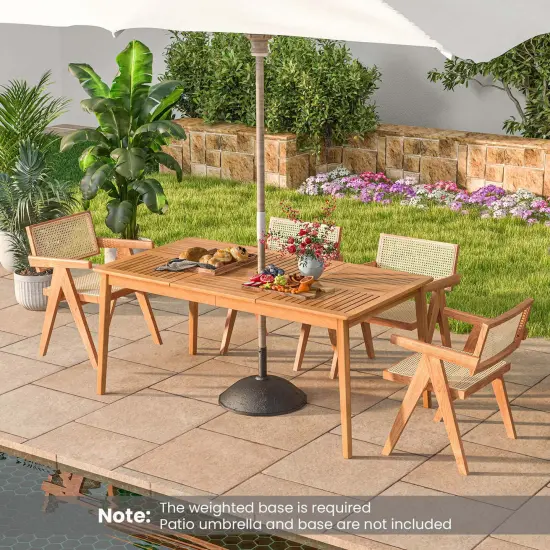 Costway 6-Person Outdoor Acacia Wood Dining Table with 1.96" Umbrella Hole Rectangular {5}