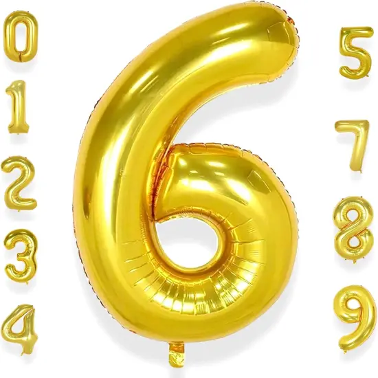 40 Inch Big Gold 6 Balloon Number Large Foil Helium Number Balloons - Gold Numbers {1}