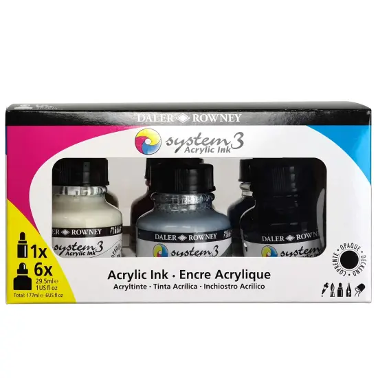 Daler-Rowney System3 Acrylic Ink Introduction Set 6/Pkg-Assorted Colors {4}