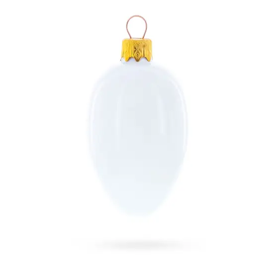 Set of 6 Glossy White Mini Glass Egg Ornaments 2.9 Inches {3}