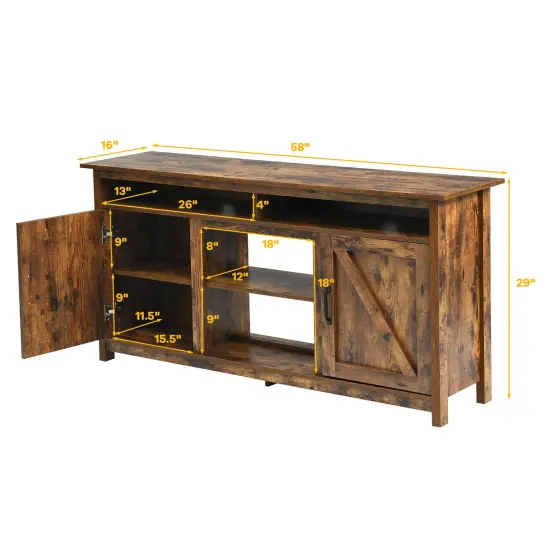 Costway 60''Industrial TV Stand Entertainment Console Center w/ Shelve & Cabinet {4}