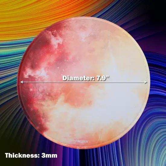 Insten Round Galaxy Mouse Pad for Home Office Gaming Computer Desk, Smooth Non Slip Rubber Moon Mat, Yellow Mars {6}