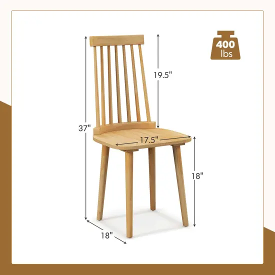 Costway Windsor Dining Chairs Set of 2/4 Dining Chairs with High Spindle Back Natural {9}