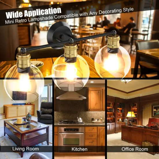 Costway 3-light Vanity Bathroom Light with 7 in Round Clear Glass Shade Vintage Wall Sconce {6}