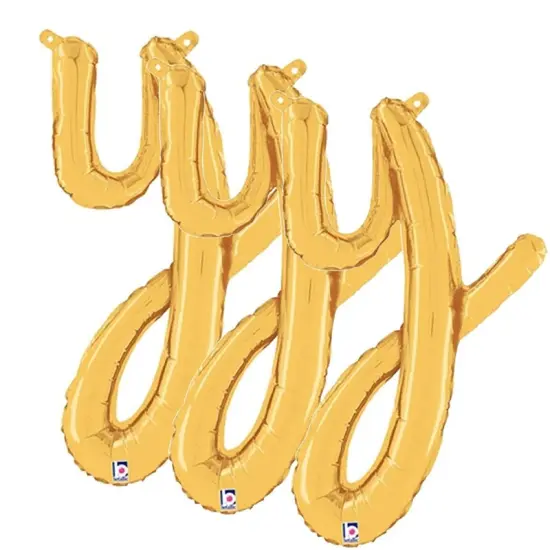 Betallic&reg; 24 inch Script Letter Y Gold Air Fill Only {1}