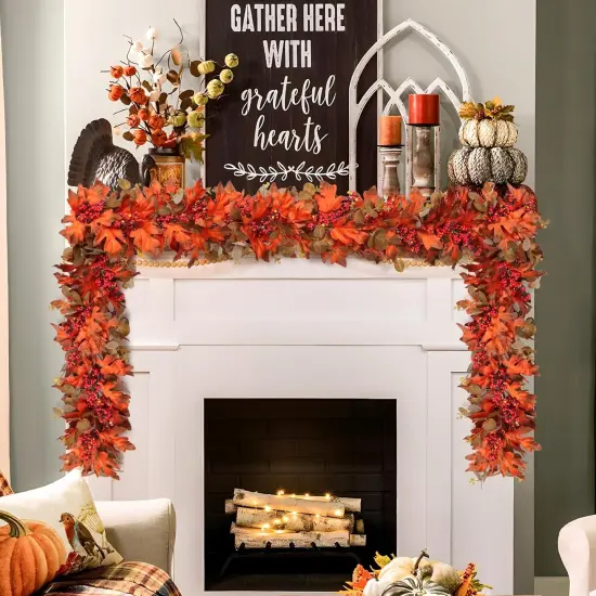 Fall Garland with Maple Leaf - 5.9Ft {3}