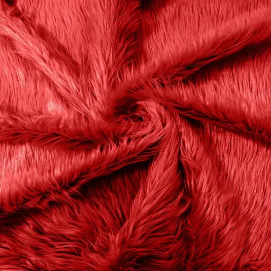 1 Yard Solid Faux Fox Fur Fabric for Cosplay Crafts Home Decor and Upholstery Dark Red {1}