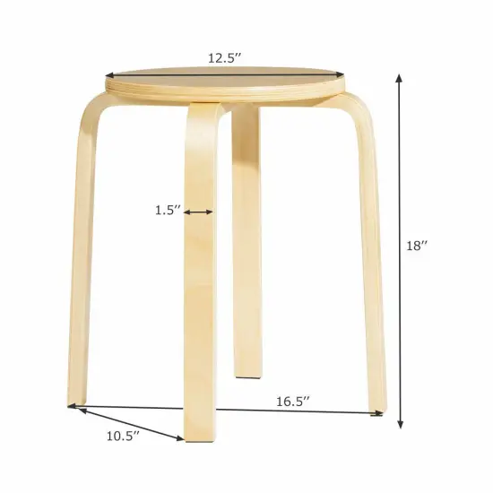 Set of 4 18" Stacking Stool Round Dining Chair Backless Wood Home Decor {2}
