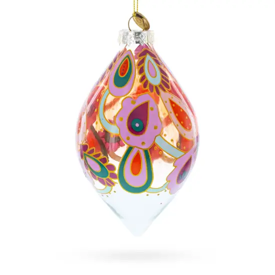 Paisley Design Teardrop Glass Christmas Ornament {3}