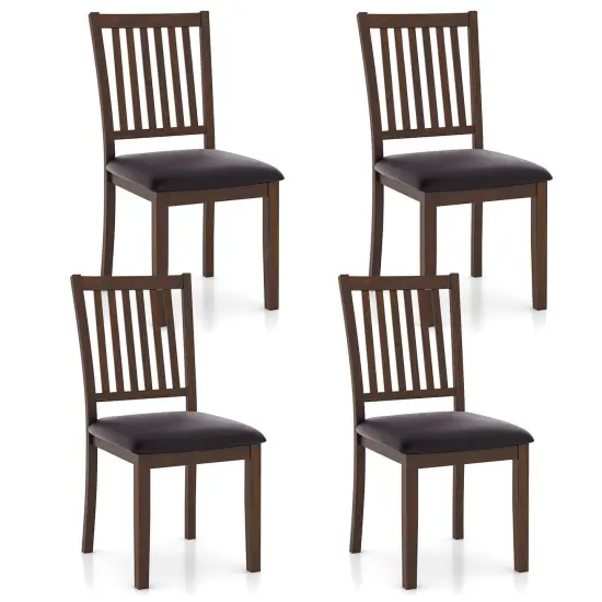 Costway Modern Dining Chair Set of 2/4 with Slanted High Backrest Wear-resistant PVC Leather {8}