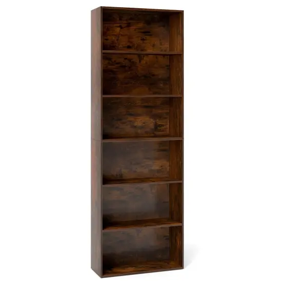Costway 70" Tall 6-Tier Bookcase with 6 Open Shelves Anti-Toppling Kits for Living Room Brown/Black {7}