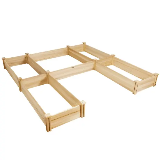 Costway Raised Garden Bed Wooden Garden Box Planter Container U-Shaped Bed 92.5x95x11in {4}
