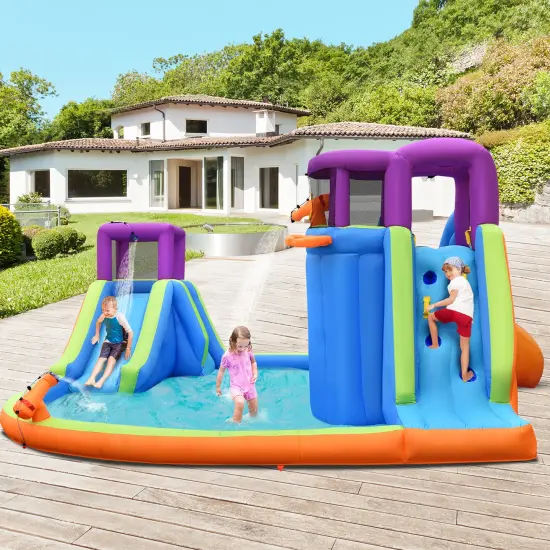 Costway 6 in 1 Inflatable Dual Slide Water Park Climbing Bouncer {2}