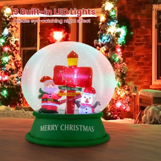 Costway 4 FT Christmas Inflatable Santa Snow Globe Light Up Crystal Ball with Snowman {2}