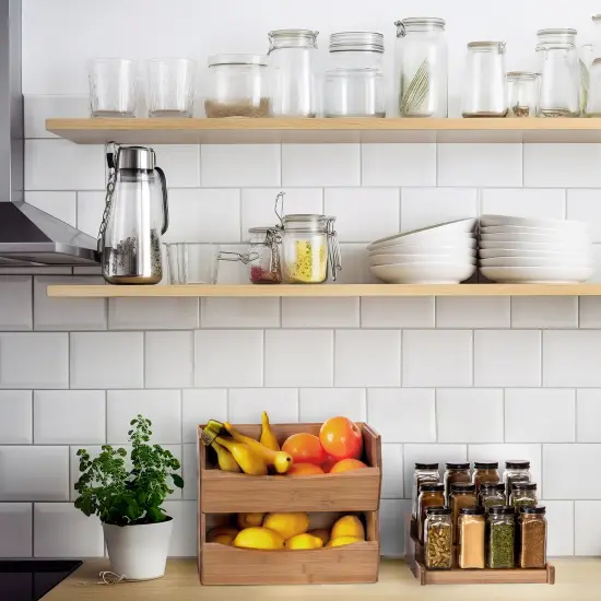 Seville Classics 2-Piece Stackable Bamboo Bin Set {3}