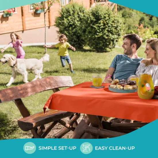 Exquisite Plastic Table Cover Roll &ndash; 40" x 100' Disposable Tablecloth Roll &ndash; Premium Thick 0.5 MIL Plastic Banquet Roll &ndash; Party Table Cover Roll for Events & Catering Orange {6}