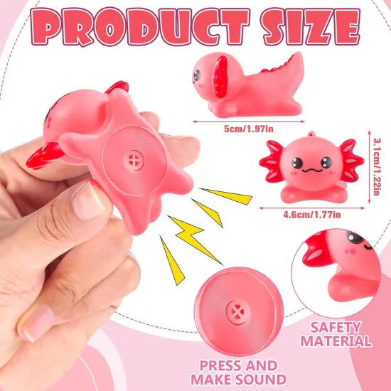 30 Pcs Axolotl Rubber Ducks - Pink, Yellow, Blue {3}