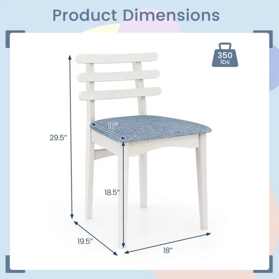 Costway Dining Chairs Set of 2/4 with Rubber Wood Frame Padded Seat & Open Ladder Low Back {3}