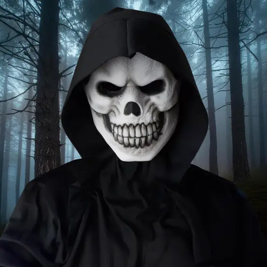White Skull Light-Up Adult Costume Mask {5}