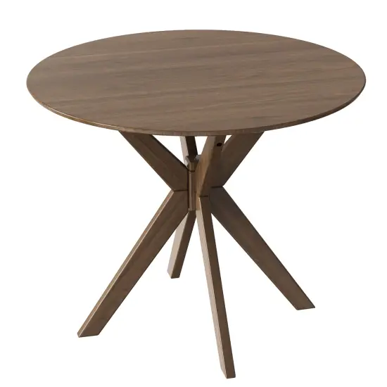 Costway Modern Round Wood Dining Table 35'' W/ Solid Wood Legs& Base for Home, Office {1}