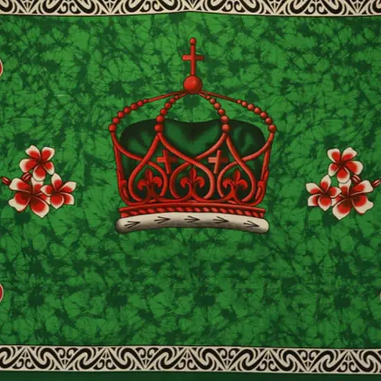 Kingdom of Tonga Crown Turtle Plumeria Sarong 72" L x 45" W Green {2}
