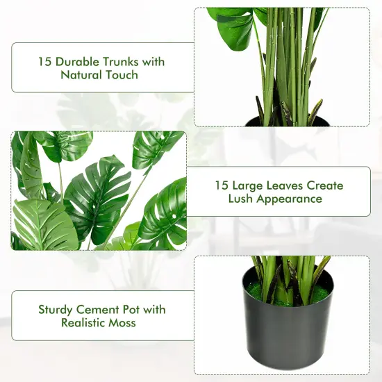 Costway 5FT Artificial Tree Faux Monstera Deliciosa Plant for Home Indoor & Outdoor {5}