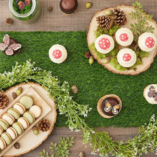 Artificial Grass Table Runner for Sports, Birthday Party Decorations, Wedding Banquet Table Setting, 14 x 108-Inches Green {2}