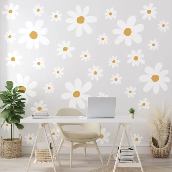 12 Sheets Daisy Wall Decals Flower Wall Stickers Large Daisy Wall Stickers Daisy Decals for Wall Peel and Stick for Nursery Kids Girls Bedroom Living Room Wall Decor {5}