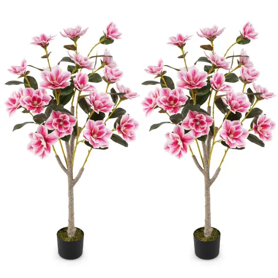 Costway 1/2 PCS 51" Artificial Magnolia Tree with Elegant PEVA Leaves Multi-branch Trunks {1}