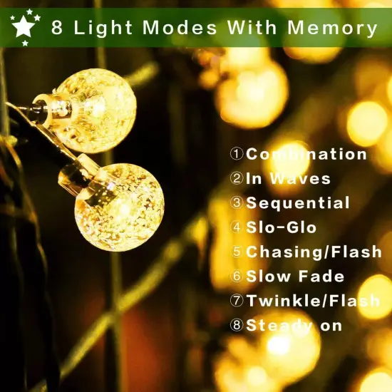 Kitcheniva Christmas 30 LED Solar String Lights Crystal Ball Waterproof 25.5ft Multicolor {4}