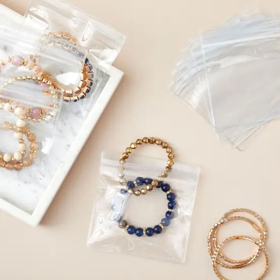 100 Pack Clear Plastic Bags for Jewelry, Earrings, Necklaces, Mini Resealable Bags for Small Business (4.4 x 4.4 In) {2}