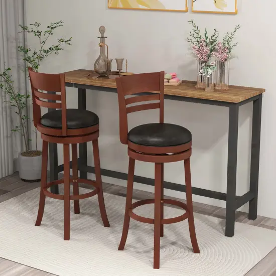 Costway Set of 4 Bar Stools Swivel Bar Height Dining Chairs with Backrests & Footrests {5}